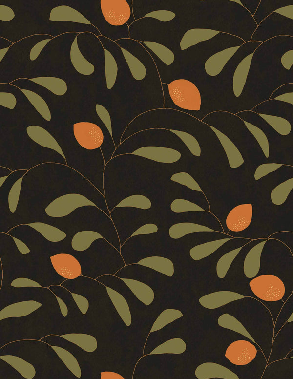 Fresh Lemons Black Wallcovering | Tres Tintas