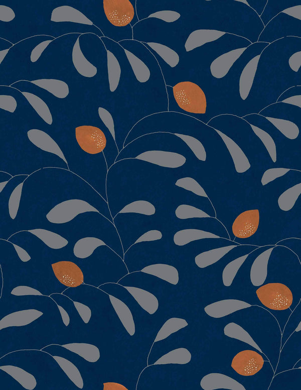 Fresh Lemons Blue Wallcovering | Tres Tintas
