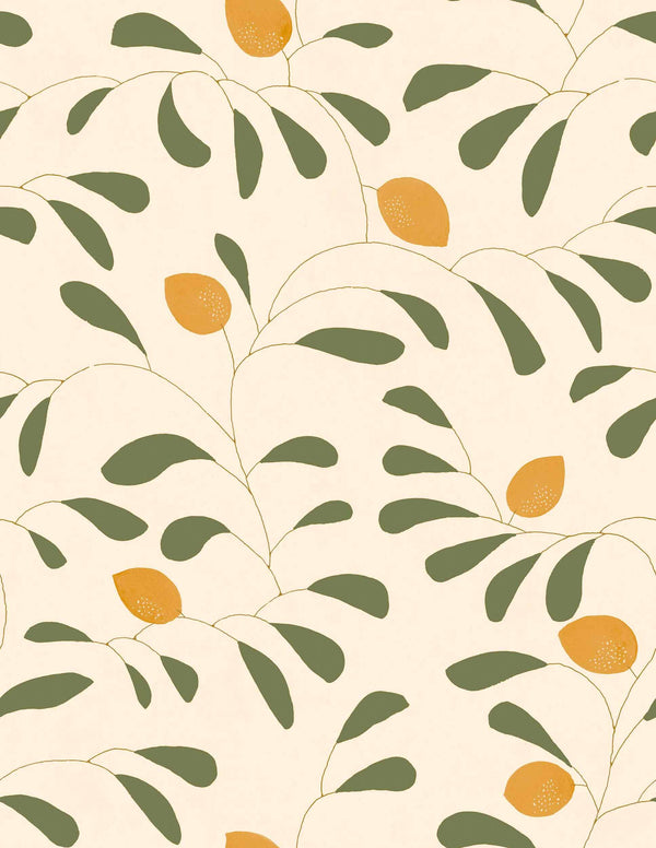 Fresh Lemons Green Wallcovering | Tres Tintas