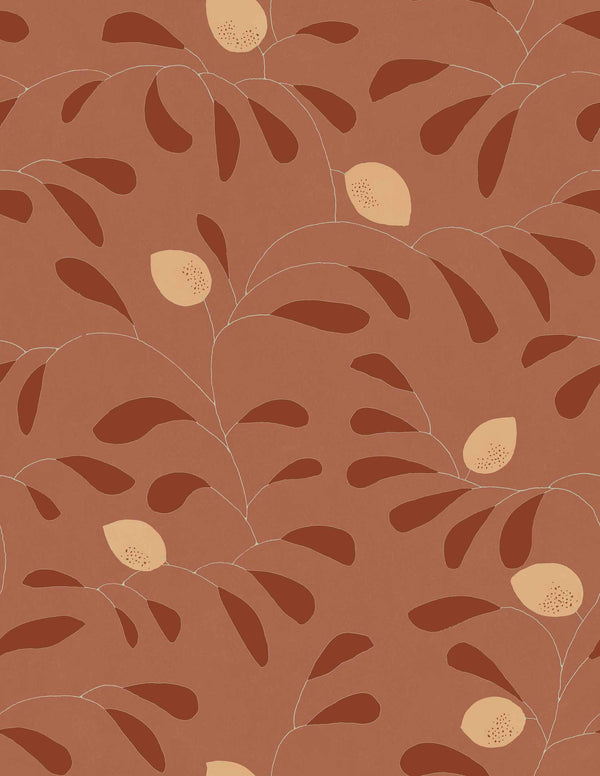 Fresh Lemons Red Wallcovering | Tres Tintas