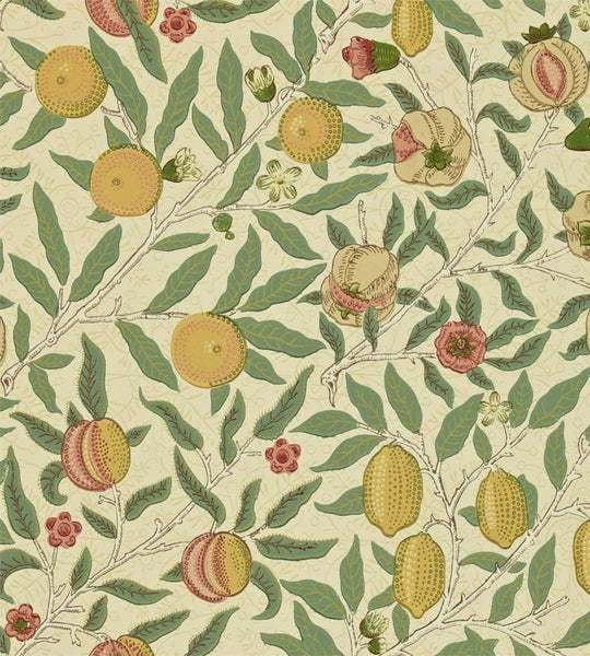 Fruit 1 Wallpaper Gold-Coral Beige | William Morris