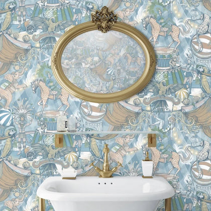 Funfair Denim & Cerise - Dark Blue Wallcovering | Brand McKenzie