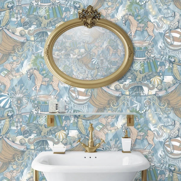 Funfair Denim & Cerise - Dark Blue Wallcovering | Brand McKenzie