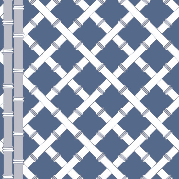 Trellis - Azul/Blanco Blue By Gaston Y Daniela | Gaston Libreria |Geometric Lattice/Scrollwork Wallcovering Print