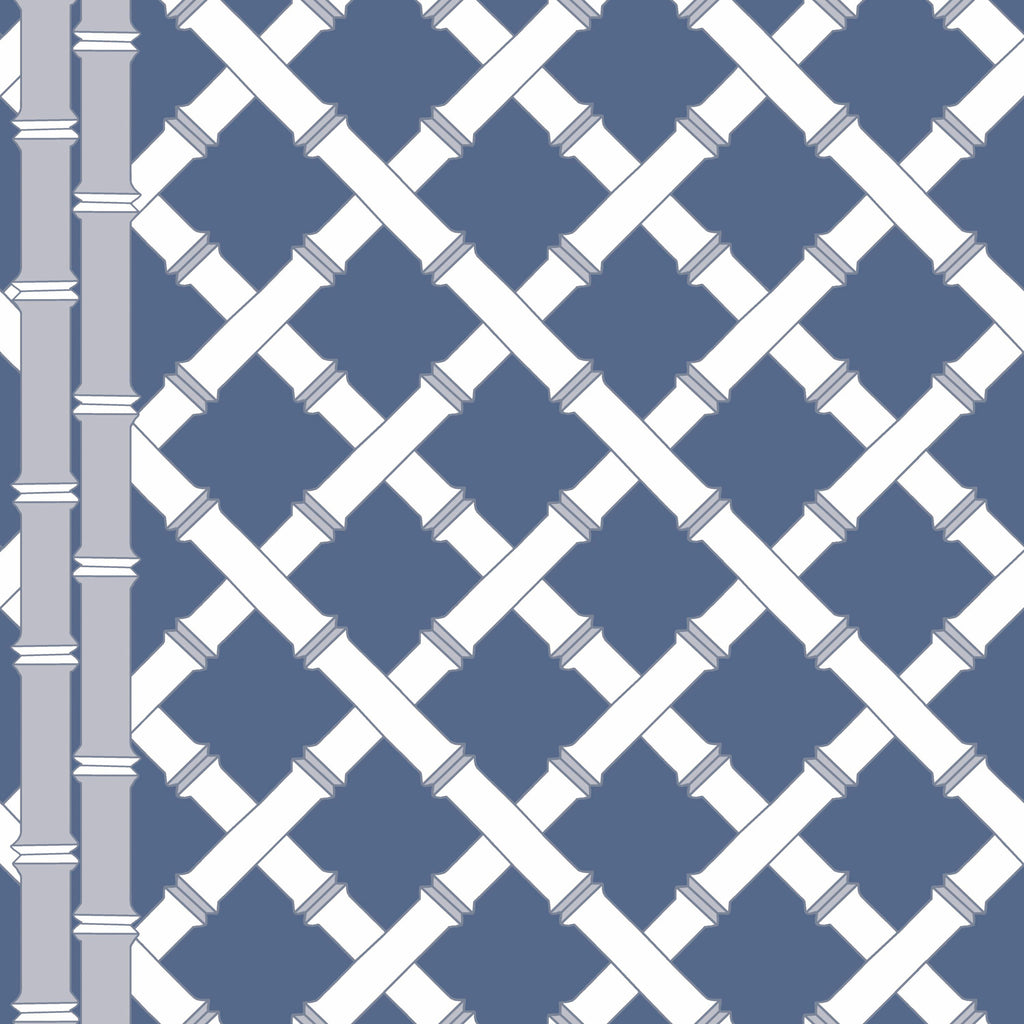 Trellis - Azul/Blanco Blue By Gaston Y Daniela | Gaston Libreria |Geometric Lattice/Scrollwork Wallcovering Print