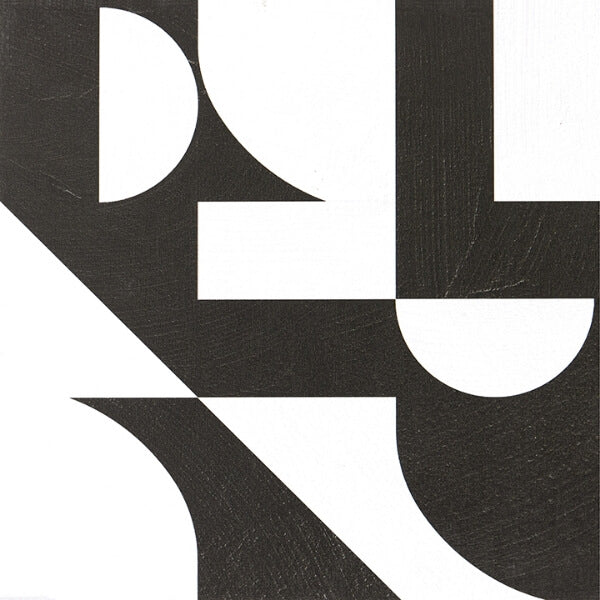 Gia Metric Black & White Peel and Stick Floor Tiles | Jeffrey Stevens Wallcovering