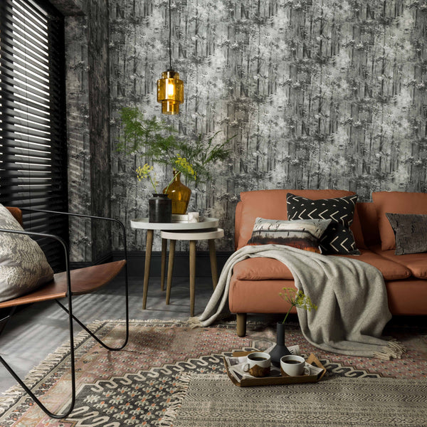Glade Jet - Black Wallcovering | 1838 Wallcoverings