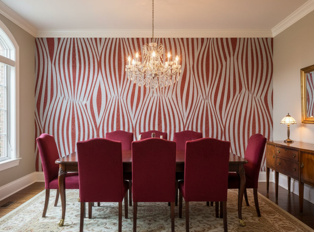 Glamor Glitter - Silver Red Rasberry - dining room room setting
