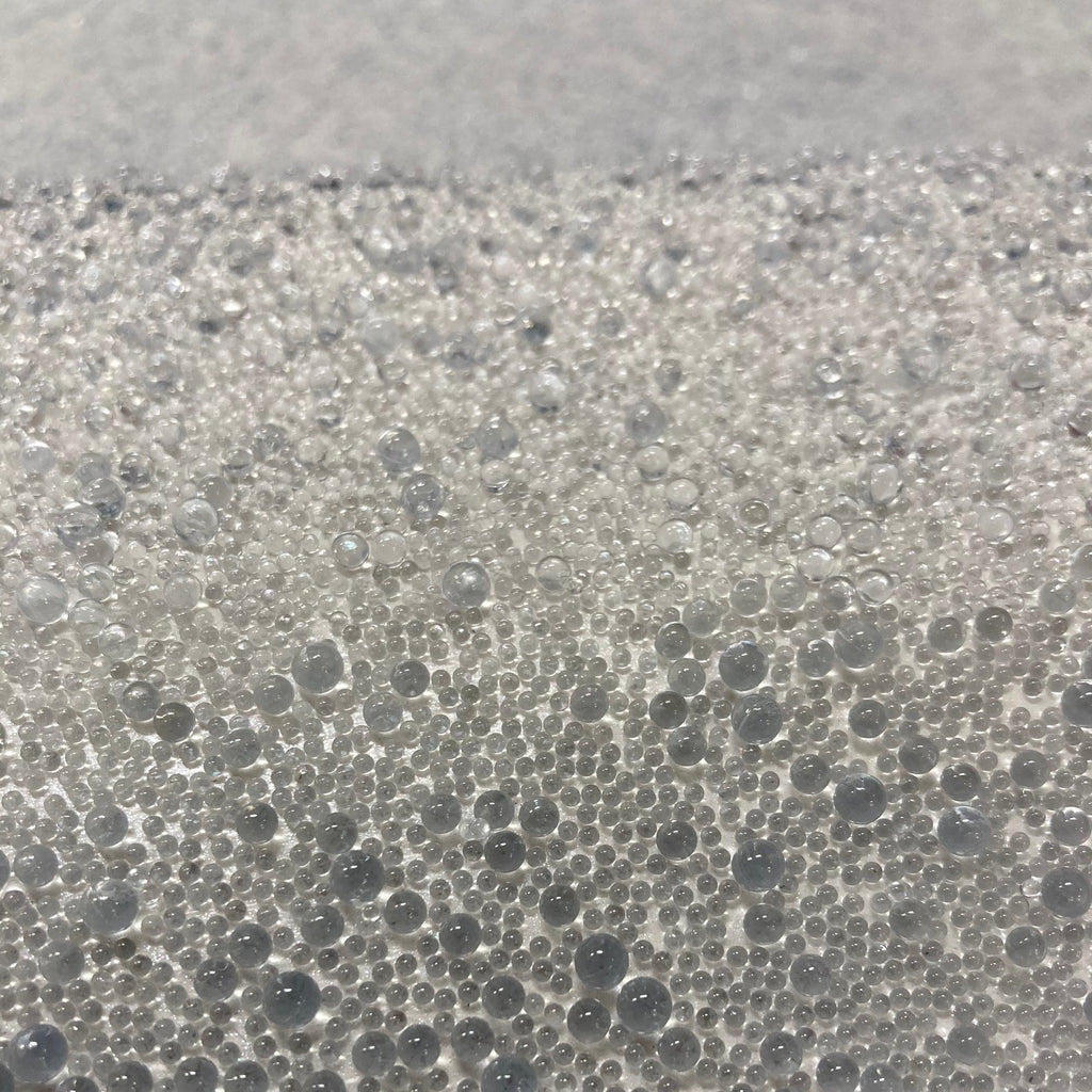 Gleaming Glambeads White and Silver Metallic Glass Bead Wallpaper - Designer Wallcoverings and Fabrics
