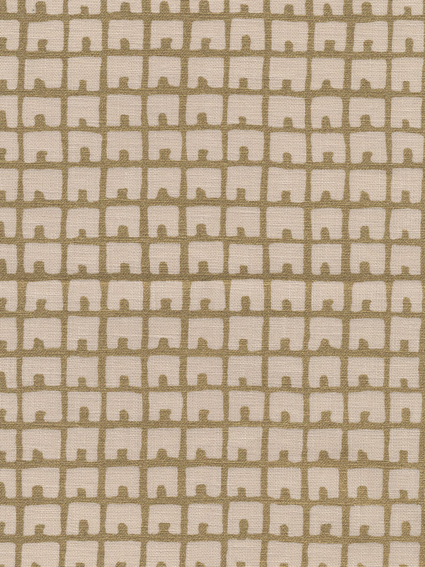 Fez Background Gold Metallic on Tan Screen Printed Fabric | China Seas