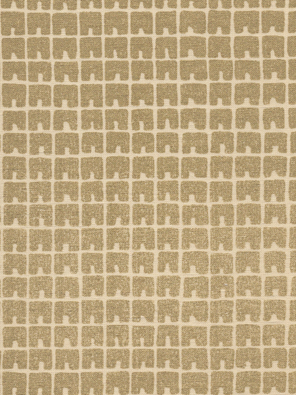 Fez Ii Gold Metallic on Tan Screen Printed - White Fabric | China Seas