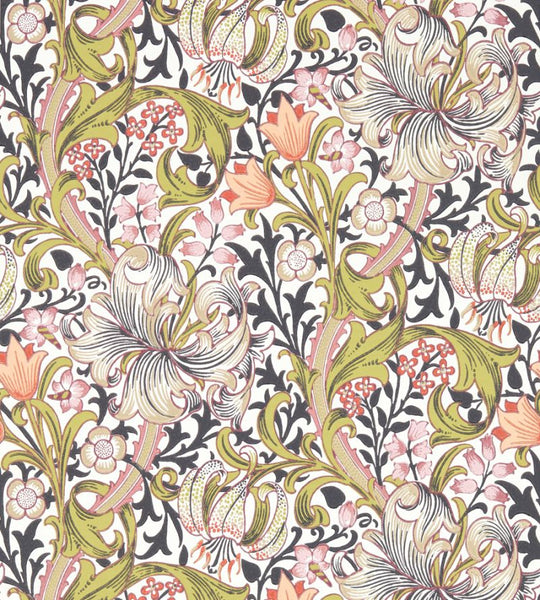 Golden Lily Wallpaper Espresso  | William Morris
