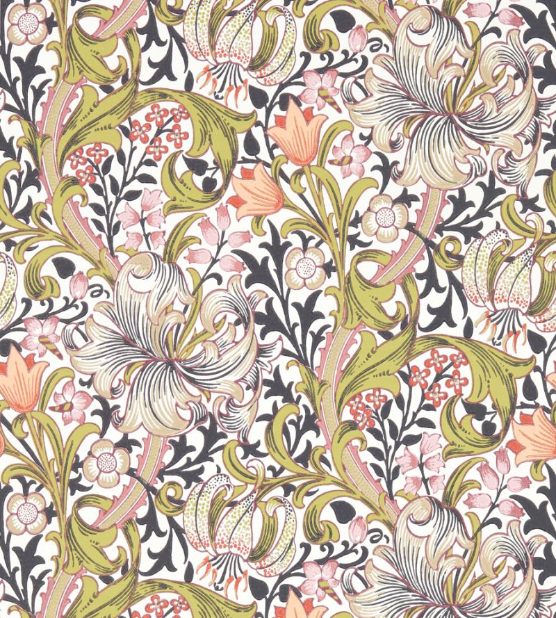Golden Lily Wallpaper Espresso  | William Morris