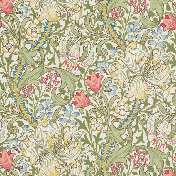 Golden Lily Wallpaper Red Green | William Morris