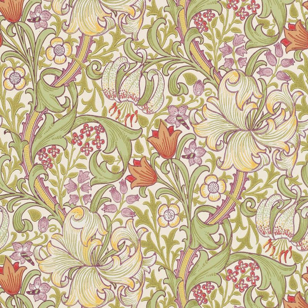 Golden Lily Russet Olive Wallcovering | William Morris