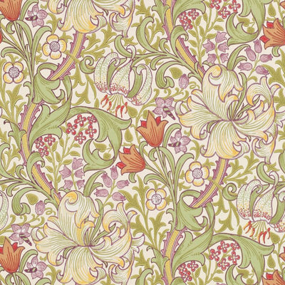 Golden Lily Russet Olive Wallcovering | William Morris