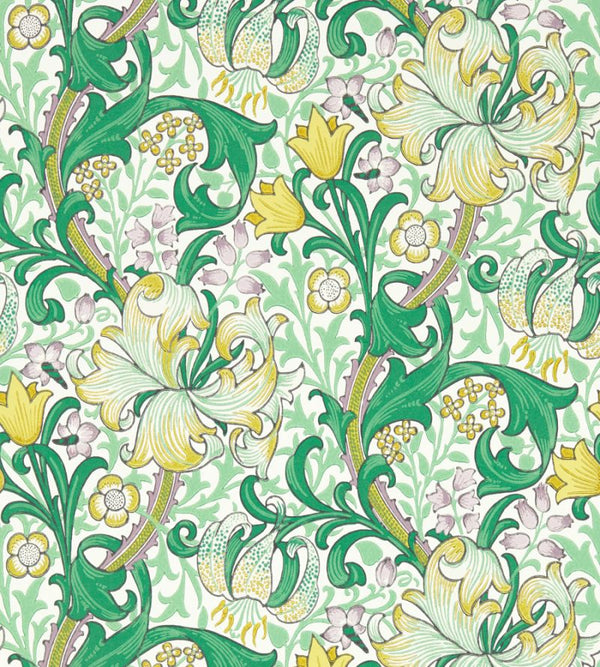 Golden Lily Garden Secret Wallcovering | William Morris
