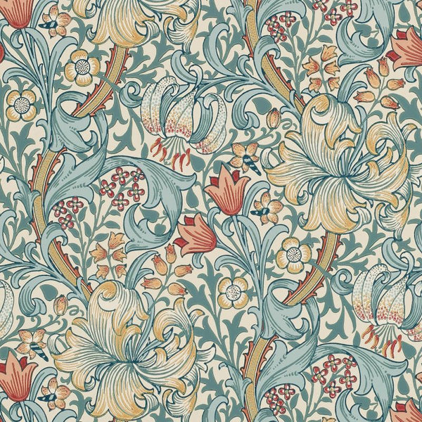 Golden Lily Wallpaper Manilla Slate | William Morris