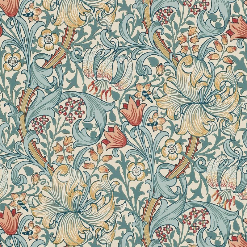 Golden Lily Wallpaper Manilla Slate | William Morris