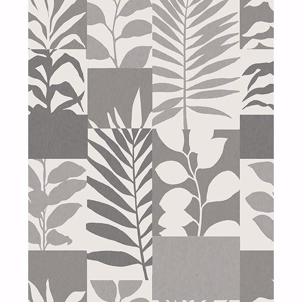 Goneril Grey Botanical Geometric Wallcovering | Jeffrey Stevens - Image 1