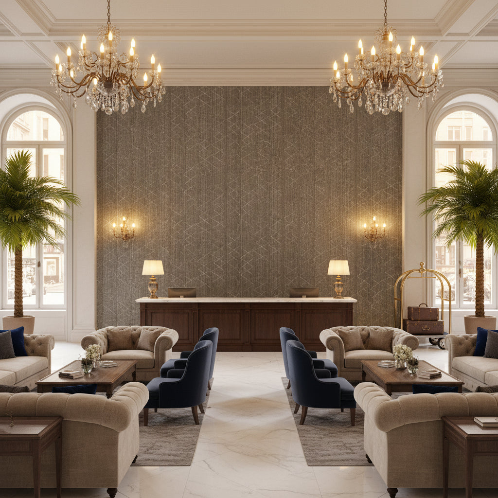 Glam Harlequin on Linen | Hollywood Wallcoverings