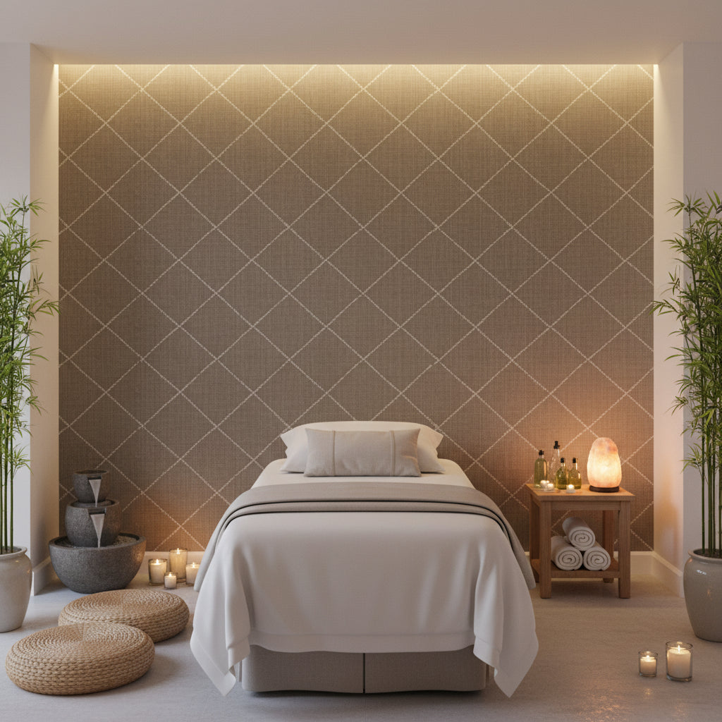 Glam Harlequin on Linen | Hollywood Wallcoverings