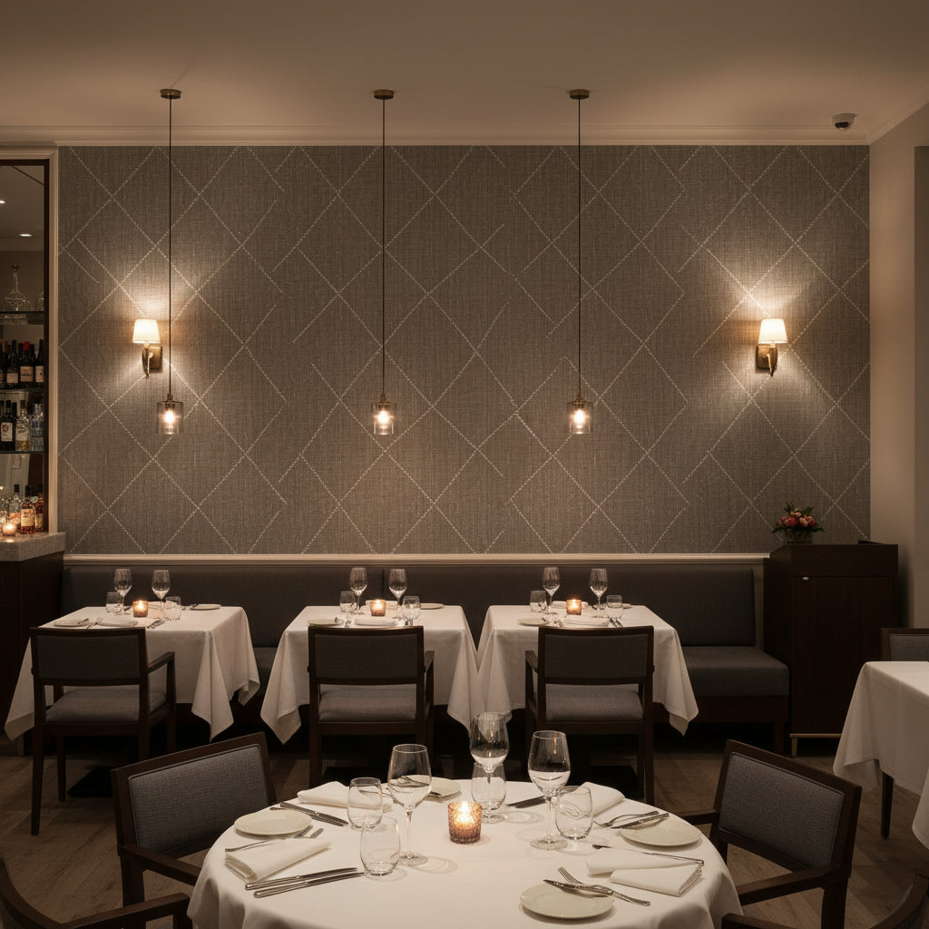Glam Harlequin on Linen | Hollywood Wallcoverings