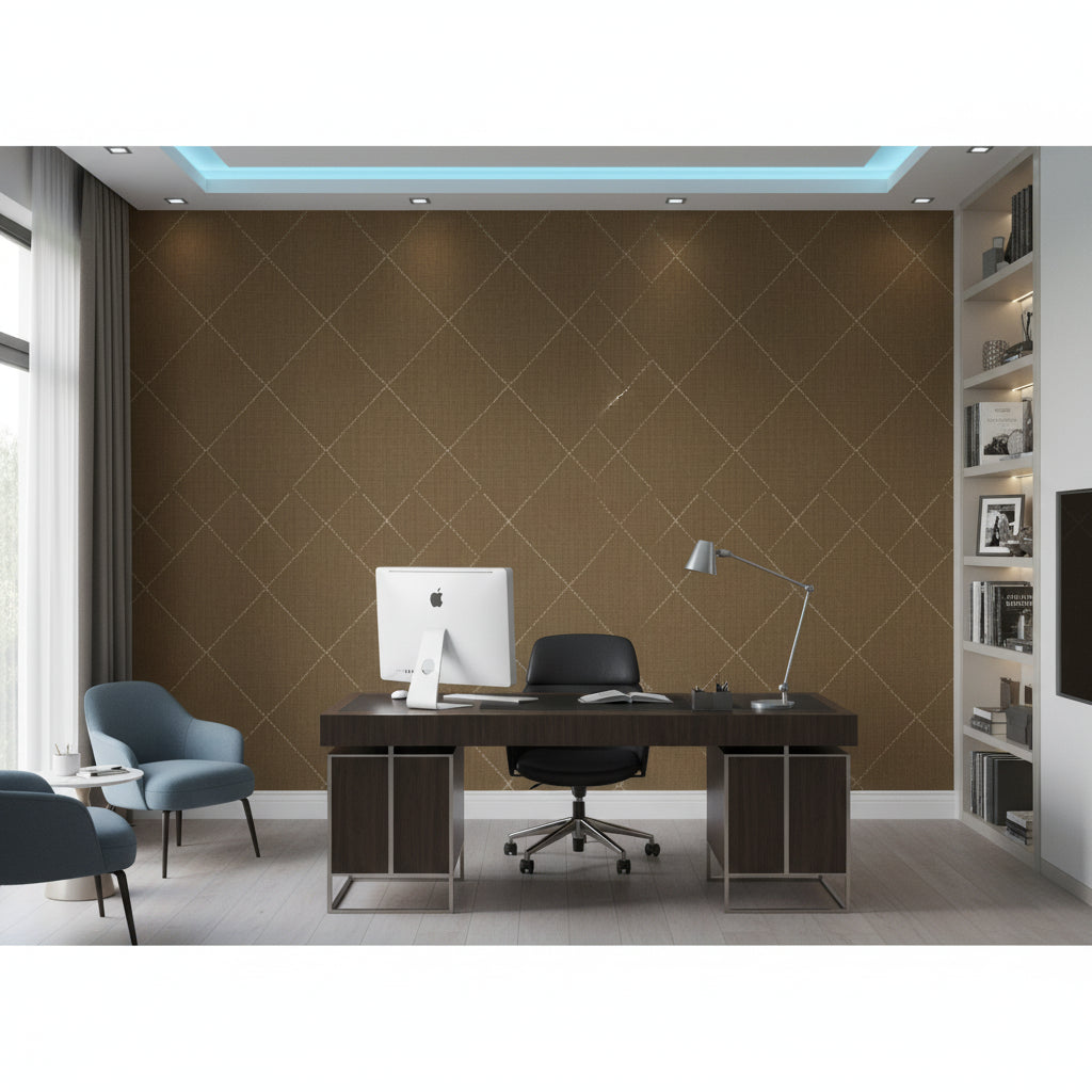 Glam Harlequin on Linen | Hollywood Wallcoverings