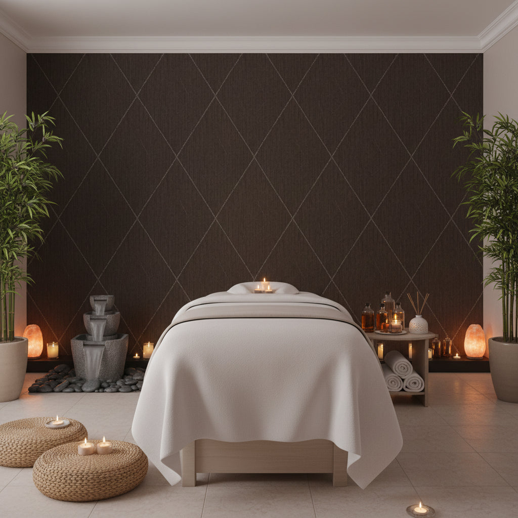 Glam Harlequin on Linen | Hollywood Wallcoverings