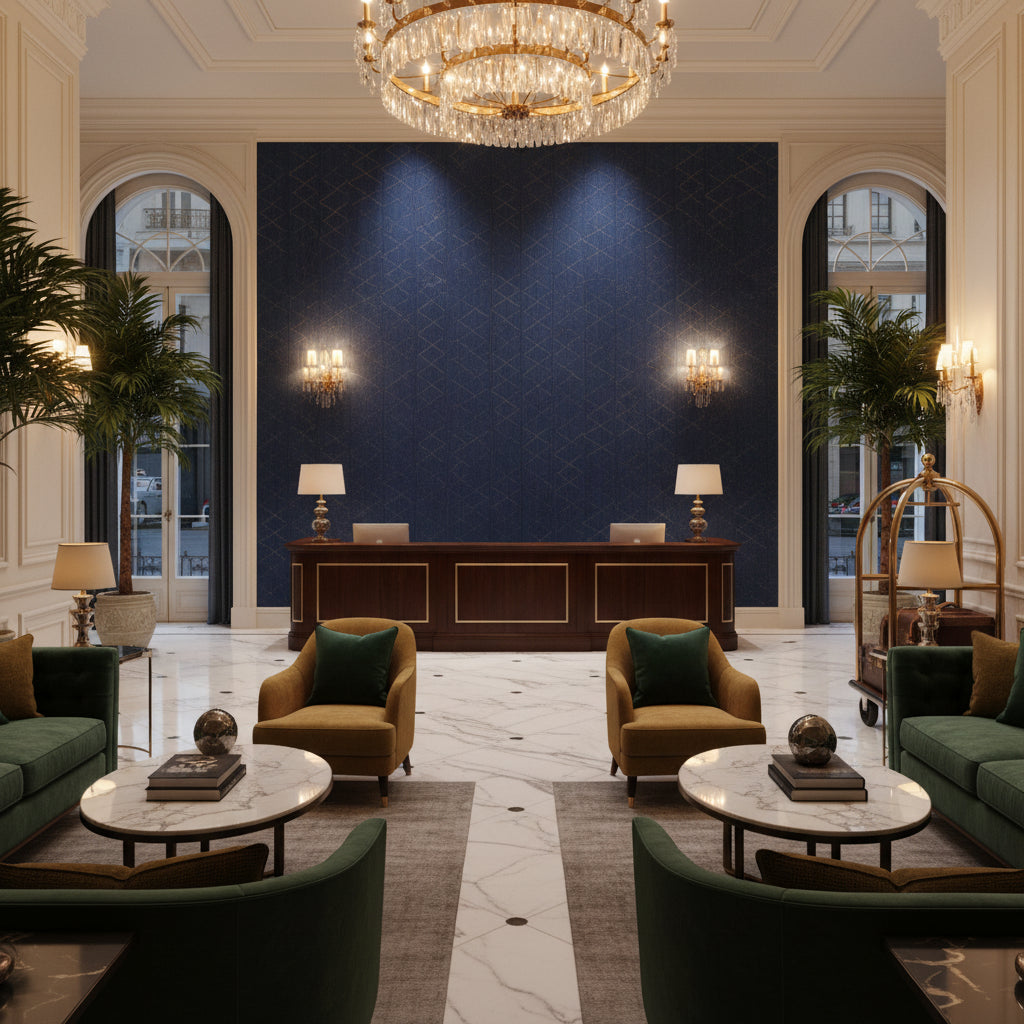Glam Harlequin on Linen | Hollywood Wallcoverings