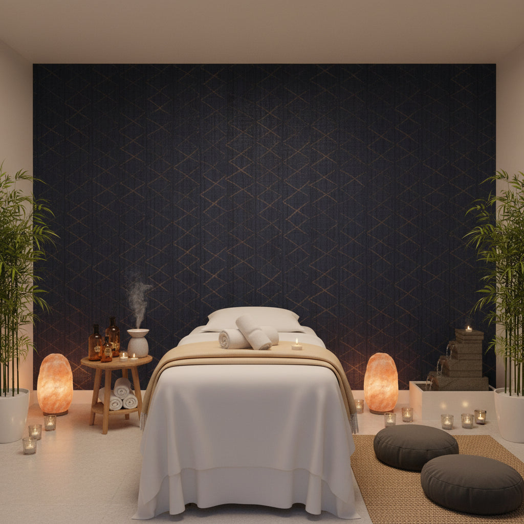 Glam Harlequin on Linen | Hollywood Wallcoverings