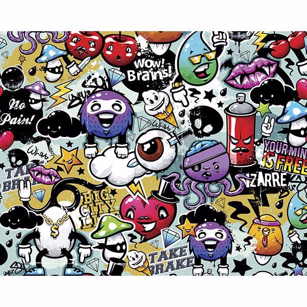 Graffiti Monster Wall Mural | Jeffrey Stevens Wallcovering