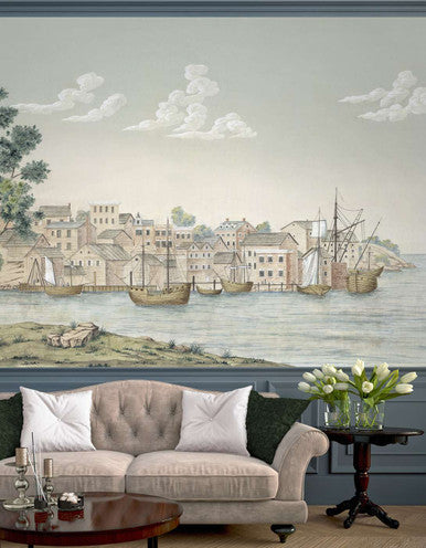 Grand Haven Watercolor Light Gray | Mural Source