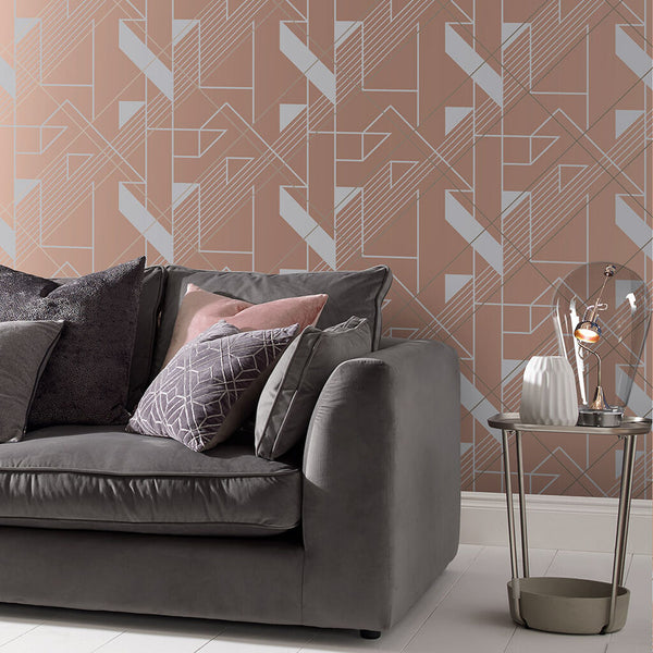 Graphic Blush Architectural Wallcovering Wallcovering | Graham & Brown