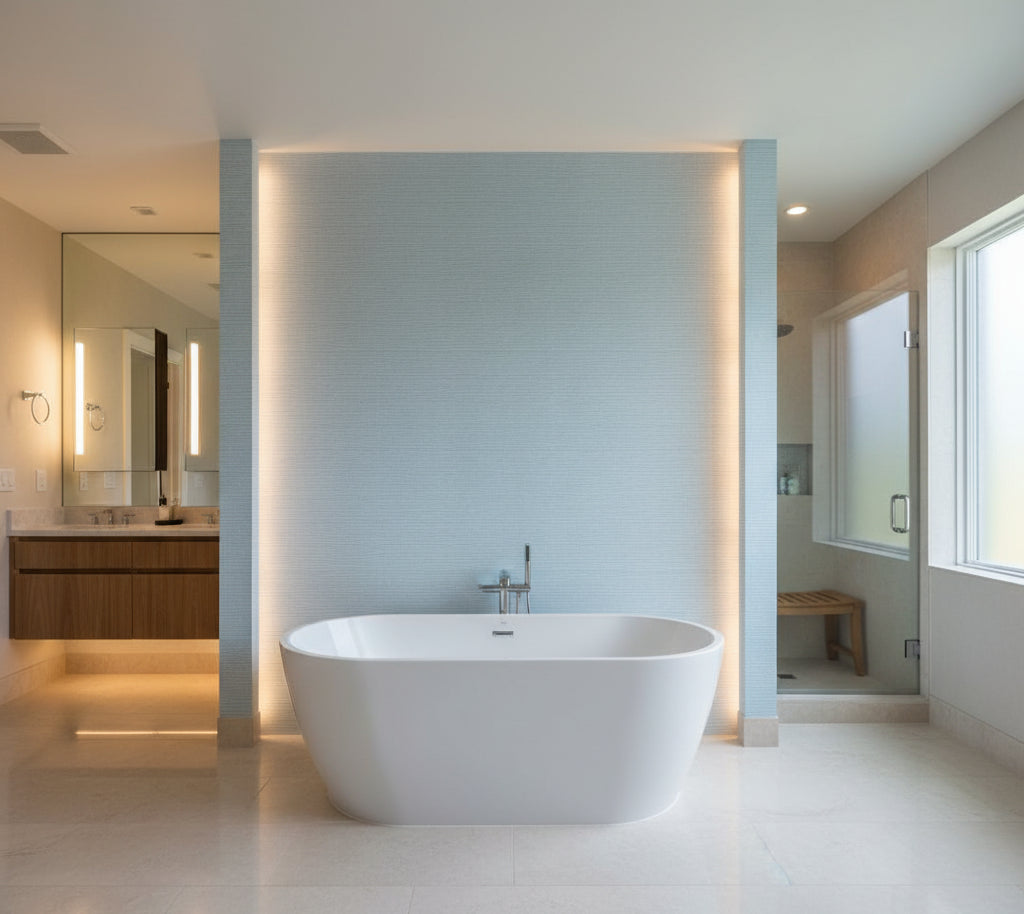 Grasses, Weaves, & Micas | Phillipe Romano - bathroom room setting