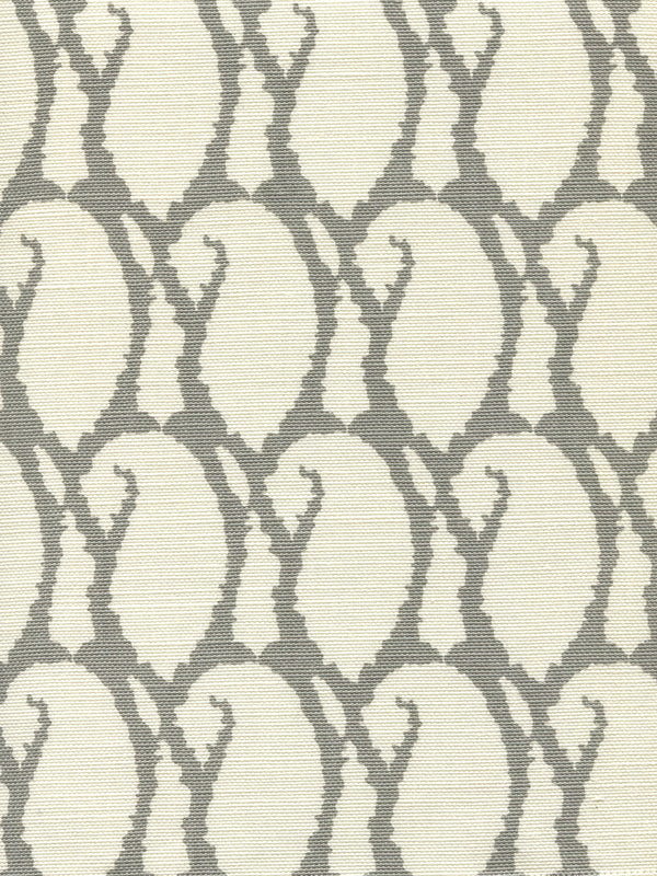 Carna Gray on Tint Screen Printed - Off-White Fabric | China Seas