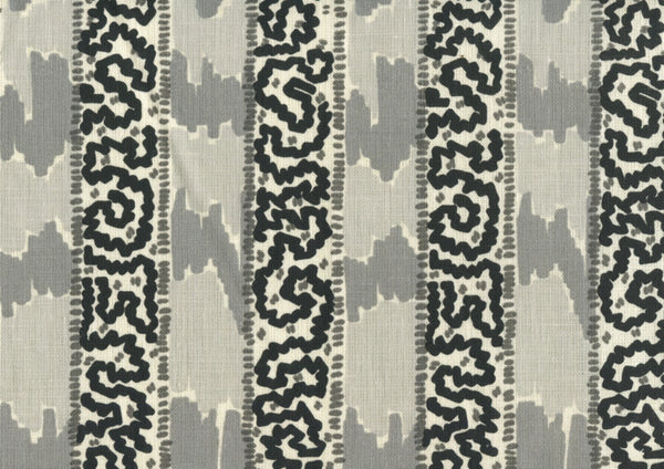 Bijou Stripe Grays Charcoal on Tint Screen Printed Fabric | China Seas