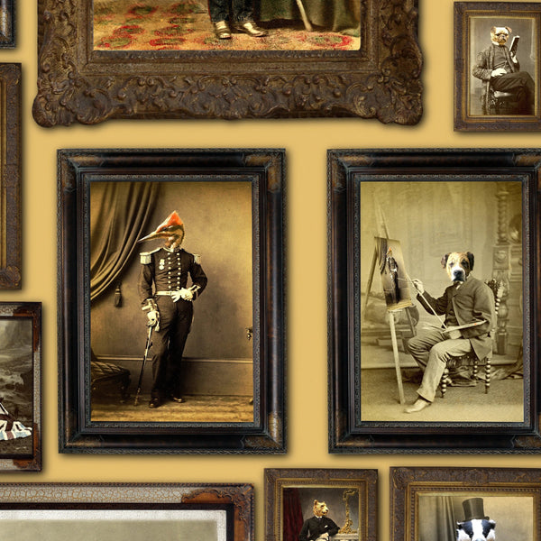 Colonel Fox at the Gentleman's Club - Mustard Wallcovering | Graduate Collection
