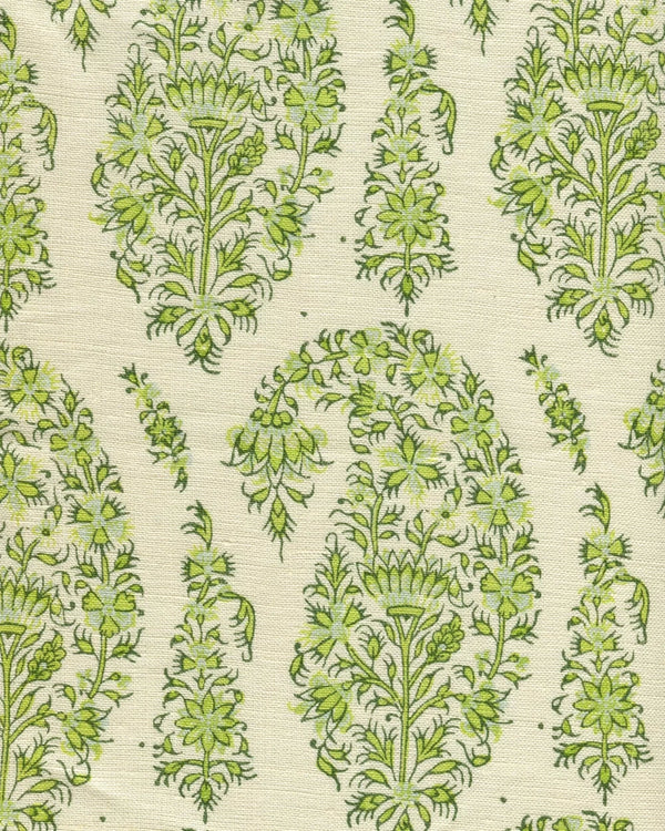 Green on Cream Linen Wallcoverings | Home Couture