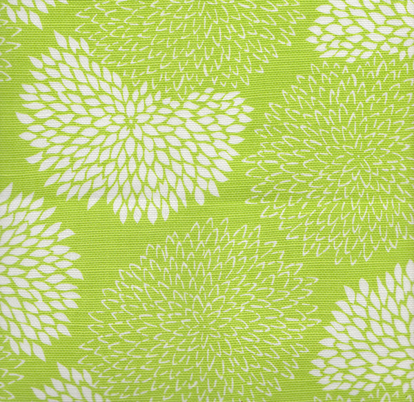 New Chrysanthemum Reverse Green on White Screen Printed Fabric | China Seas