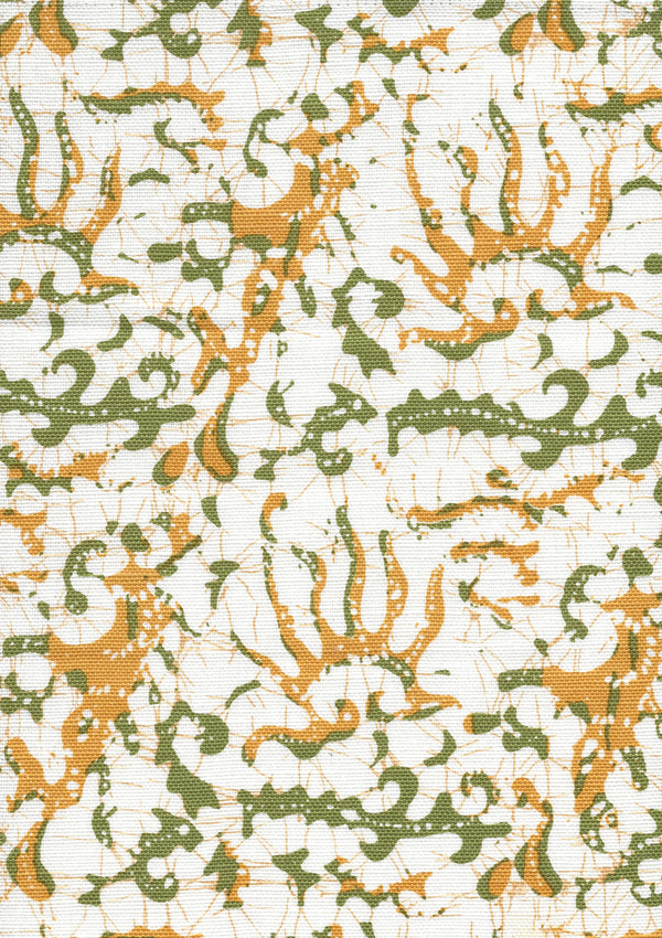 Hulai Batik Green Yellow on White Screen Printed | China Seas