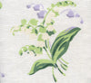 Lilies of the Valley, Greens Lavender on Almost White Linen Sheer
