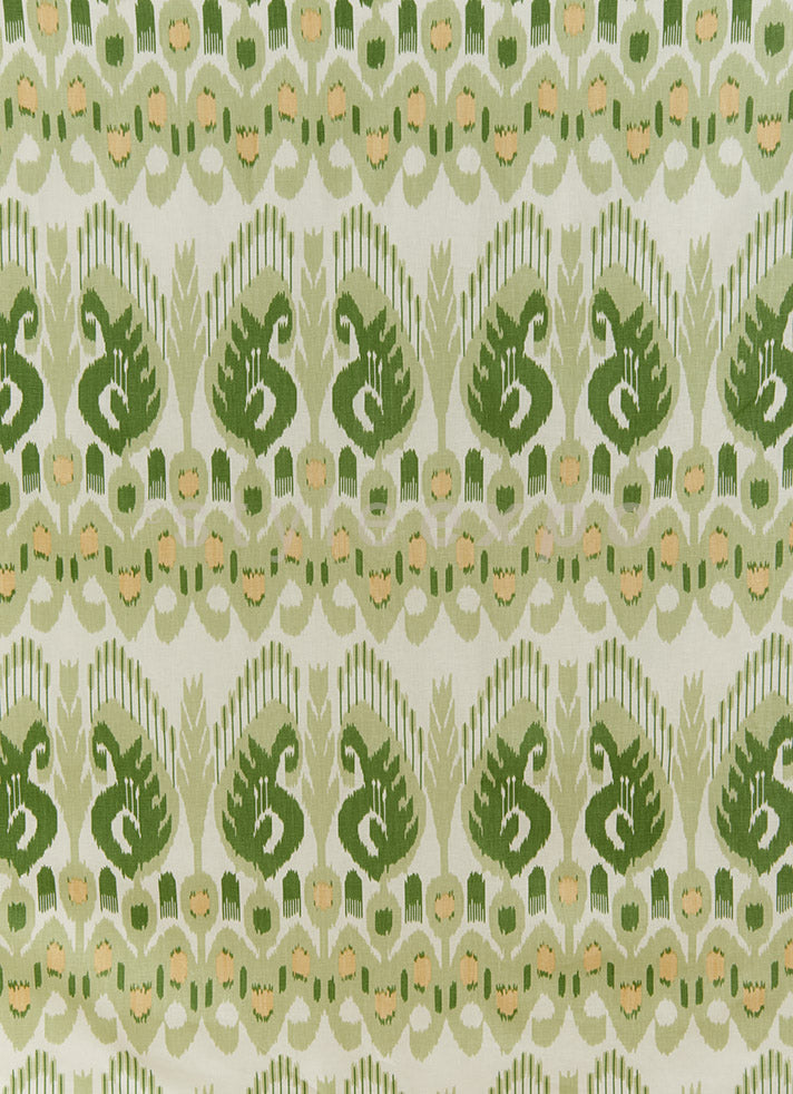 Petra Ikat, Greens / Yellow on Linen