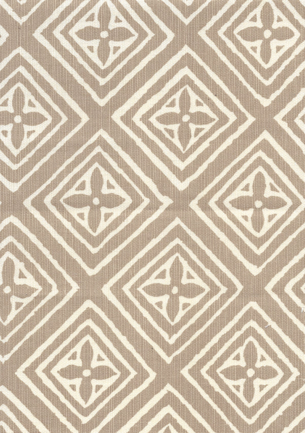 Fiorentina Greige on Tint Screen Printed - Taupe Fabric | China Seas