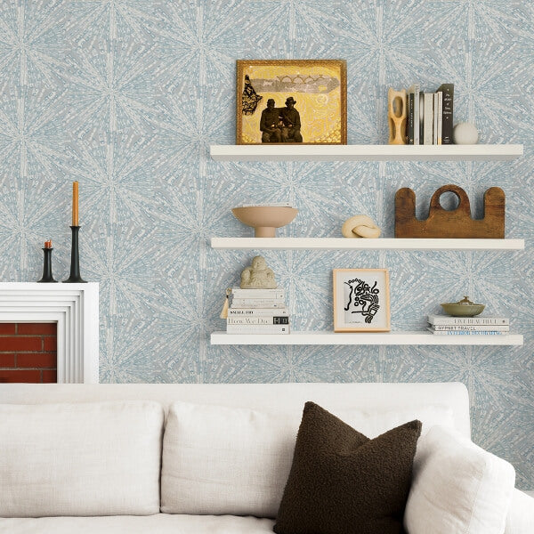 Grey Blue Sunburst Peel and Stick Wallcovering | Jeffrey Stevens