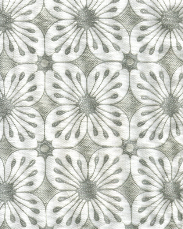 Barbados Batik Dark Grey Grey Screen Printed - Off-White Fabric | China Seas