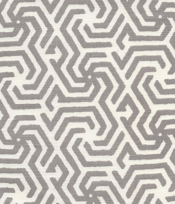 Maze Reverse One Color Gray on Tint Screen Printed Fabric | China Seas