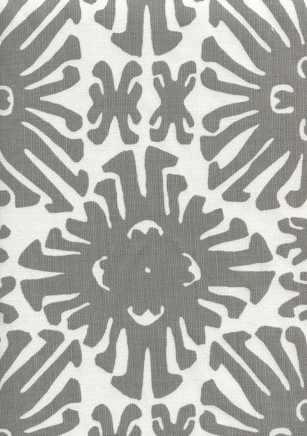Sigourney Small Scale Grey on white Screen Printed Fabric | China Seas