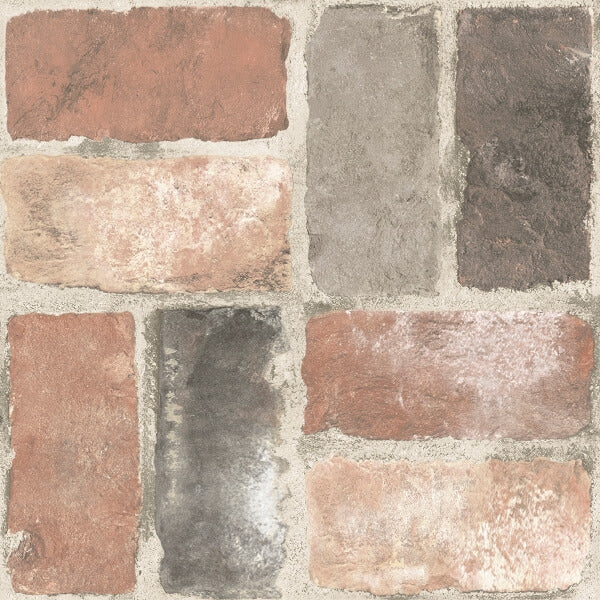 Harvard Brick Red Peel and Stick Floor Tiles | Jeffrey Stevens Wallcovering