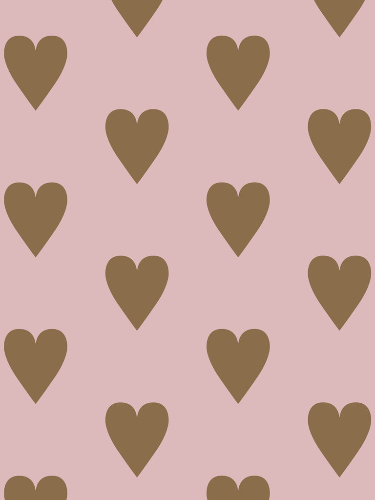 Heart and Soul Large, Gold on Mauve Wallcovering | FallingStar Studio